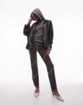 [Résumé] Resume low rise straight leg fitted sporty pants with contrast seams in brown (part of a set) L Asphalt