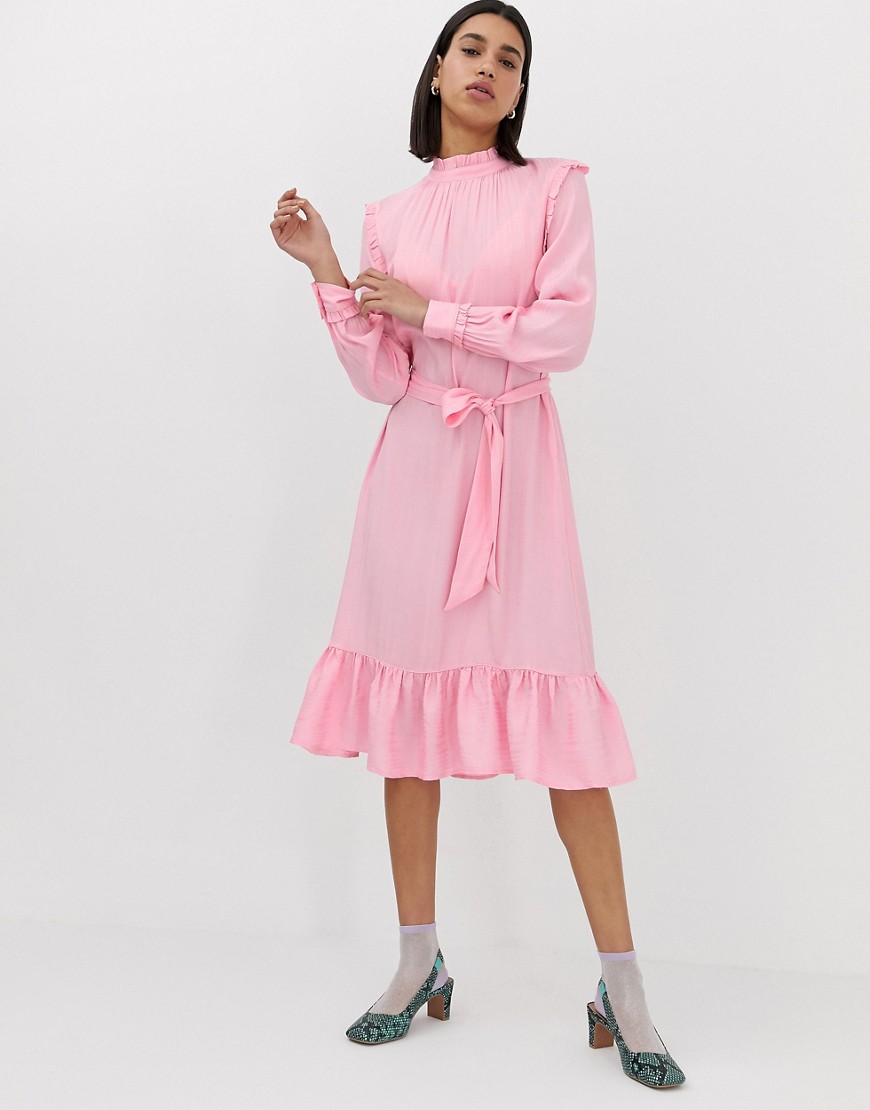 Resume Millah - Midaxi-jurk met ruche-Roze