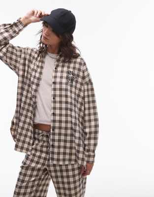 Résumé Resume oversized shirt with front logo in check co-ord-Multi