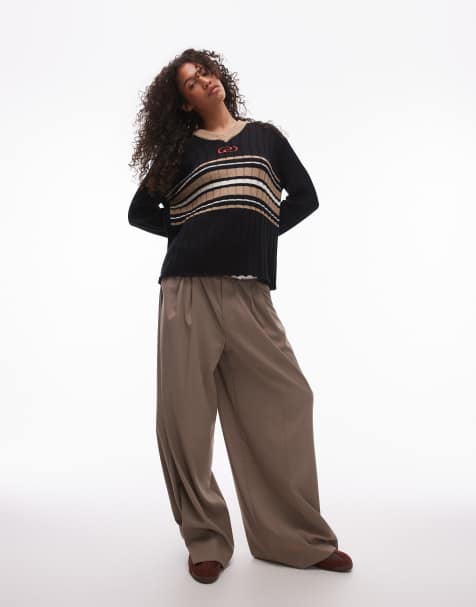 Resume oversized v neck knitted jumper with embroidered logo - view 1