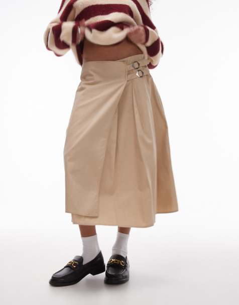 Resume pleated kilt with side buckles in sand - view 1