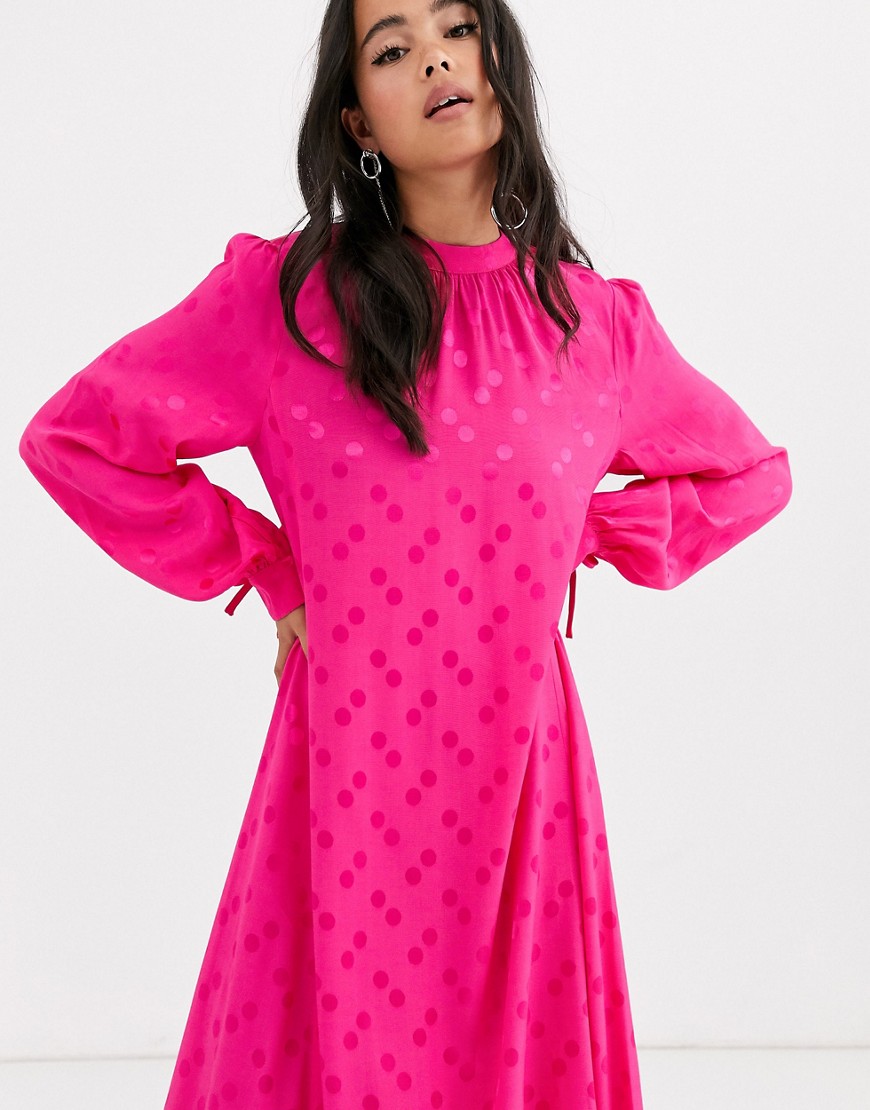 Resume - Portia - Midaxi-jurk met stippen-Roze