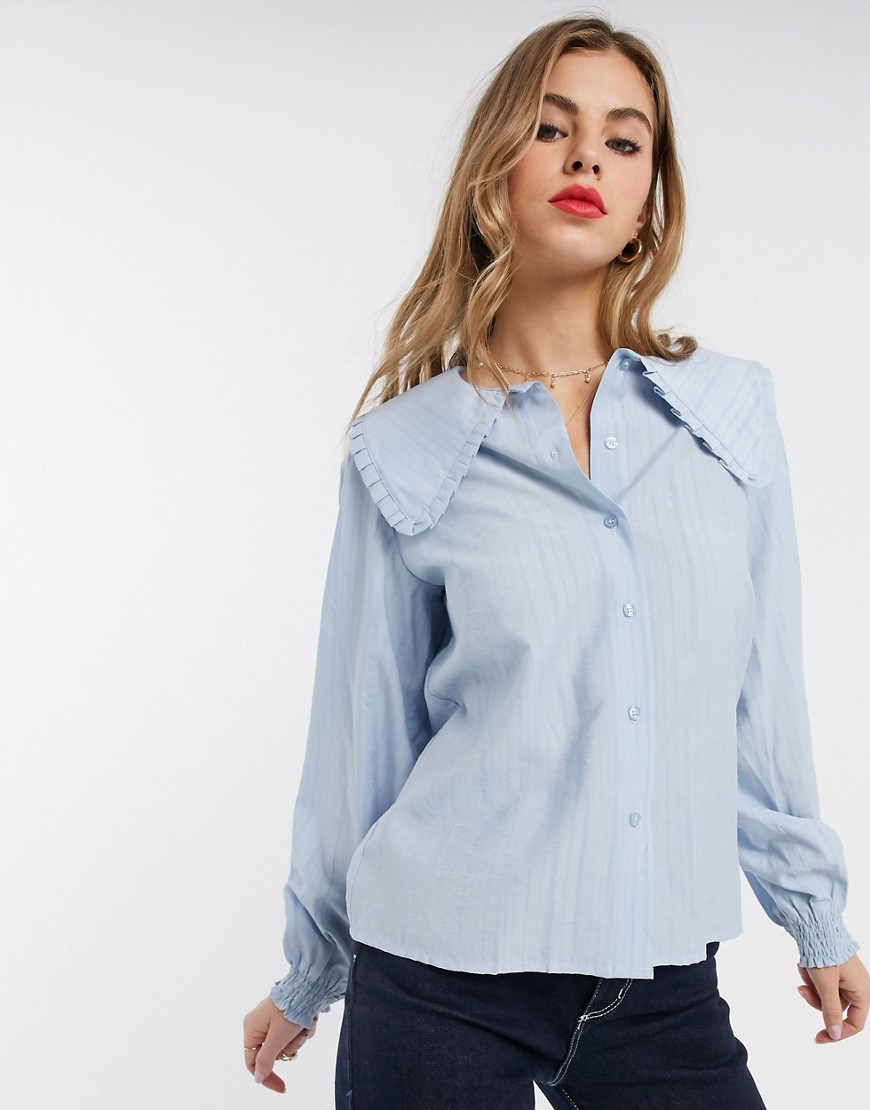 Resume - Sally - Overhemd met oversized kraag-Blauw