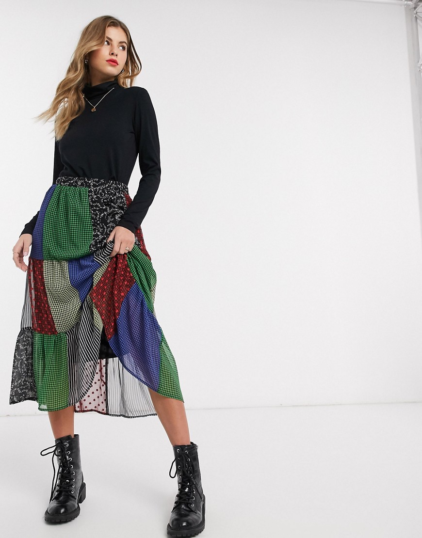 Resume Sierra patchwork midi skirt-Multi