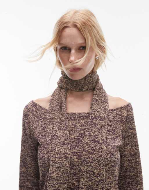 Resume skinny scarf in brown melange (part of a set)