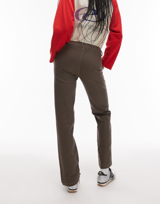 Resume straight leg pants with contrast stitching in brown - part of a set, 2 of 4