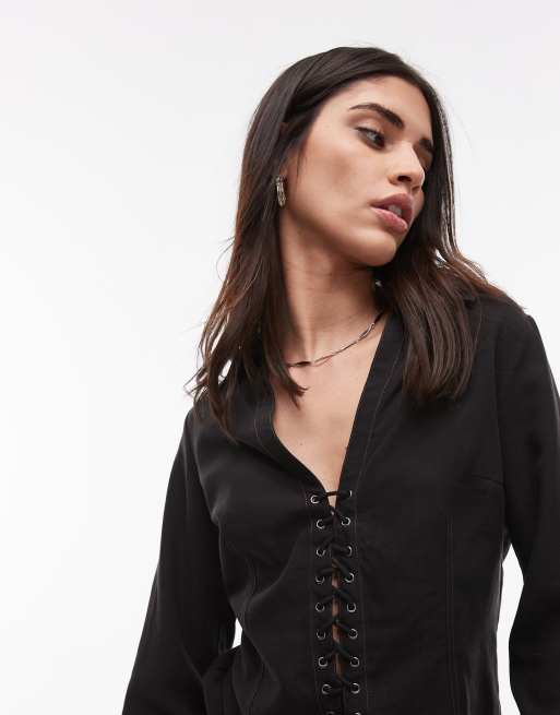 Resume western tie up front top in black, 2 of 4