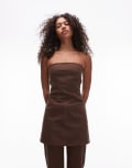 [Résumé] Resume Y2K bandeau mini dress in brown bengaline (part of a set) 40 Dark brown