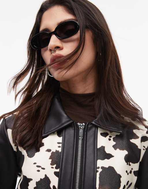 Resume zip up PU jacket in cow print - part of a set, 2 of 4