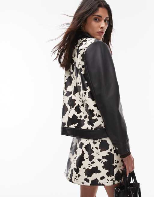 Resume zip up PU jacket in cow print - part of a set, 3 of 4