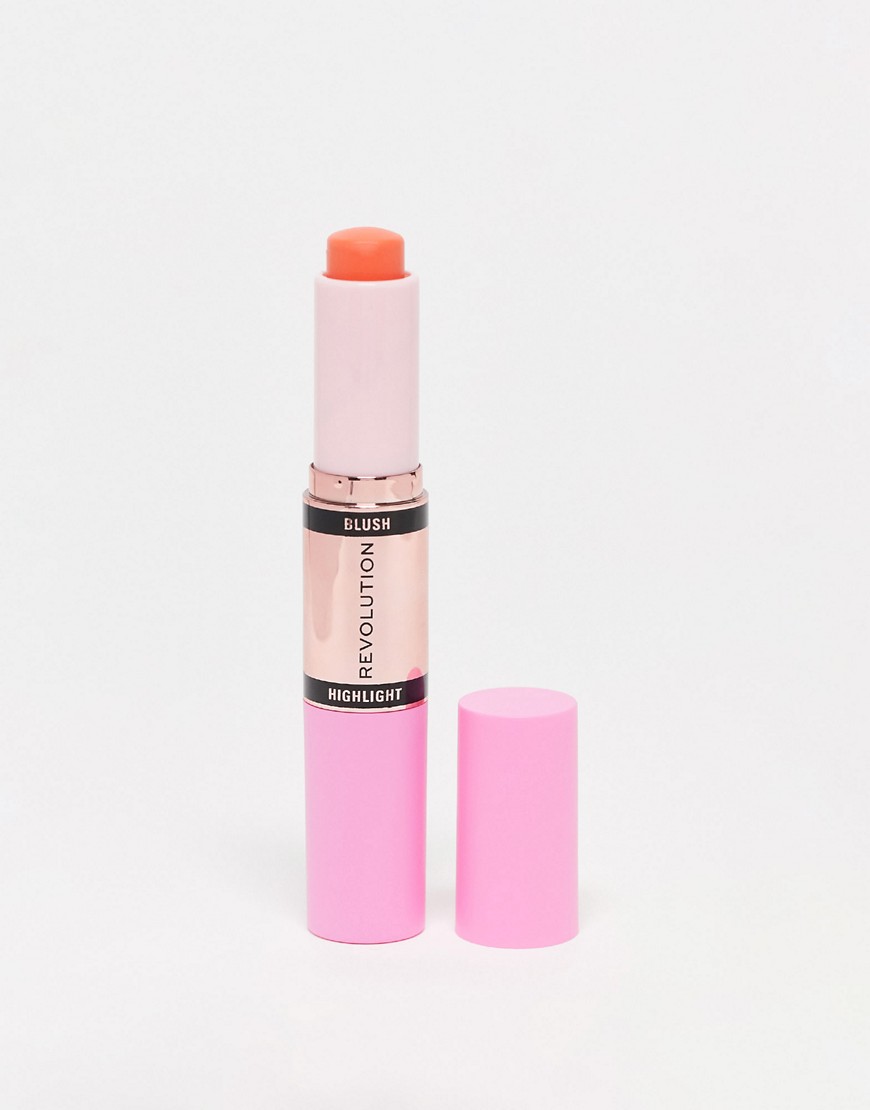 Revolution Blush & Highlight Stick Coral Dew-Orange