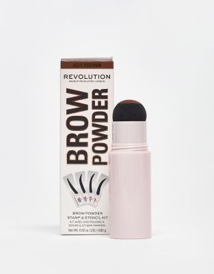 Revolution - Brow Powder - Brauenpuder mit Brauenstempel & Schablonen - Aschbraun