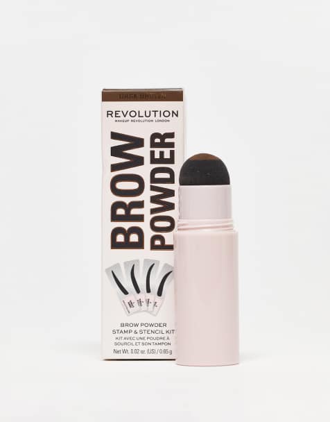 Revolution - Brow Powder - Kit con timbri e stencil per sopracciglia - Dark Brown - view 1