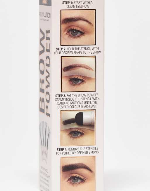 Revolution - Brow Powder - Kit con timbri e stencil per sopracciglia - Granite, 2 di 4