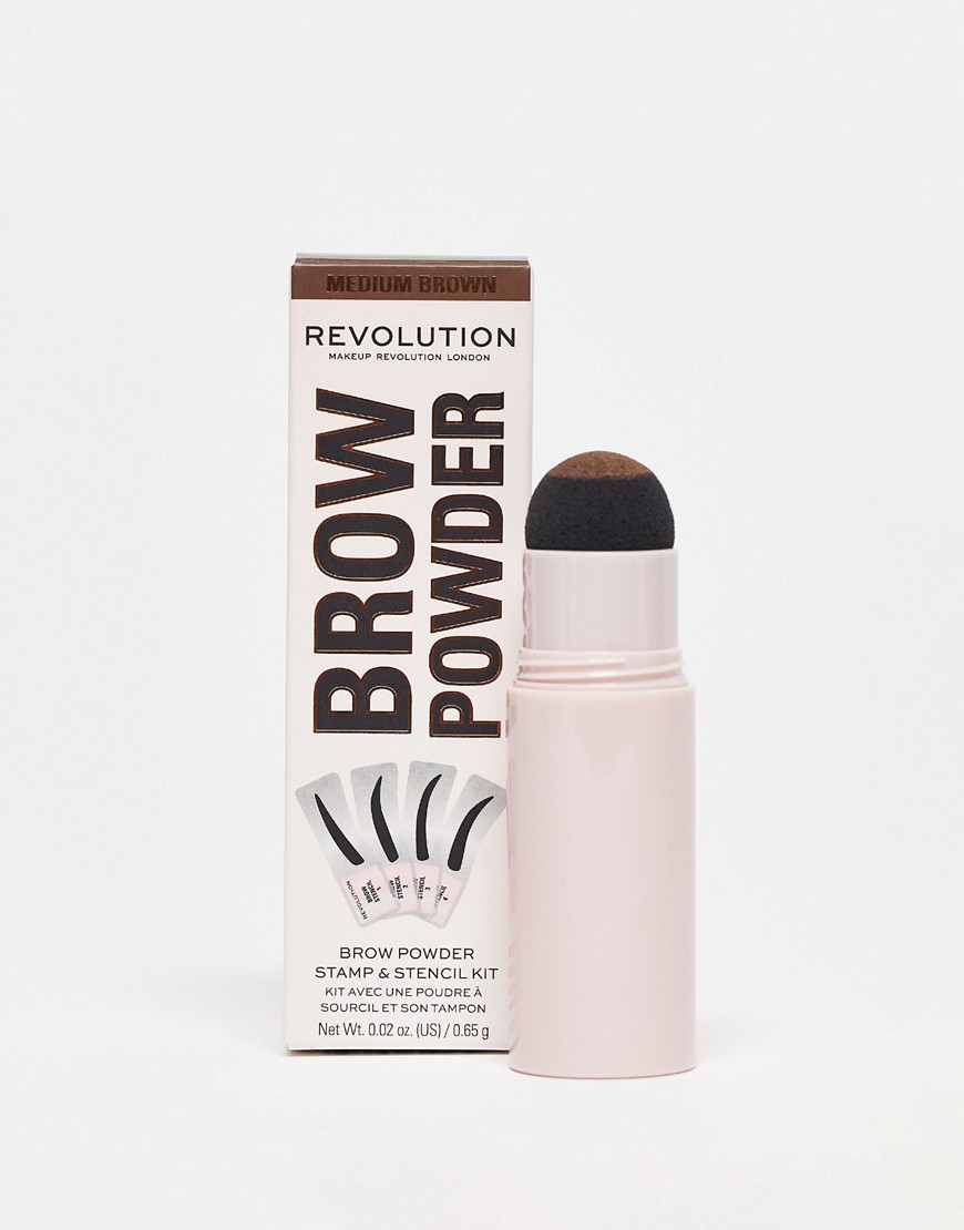 Revolution Brow Powder Stamp & Stencil Kit - Medium Brown
