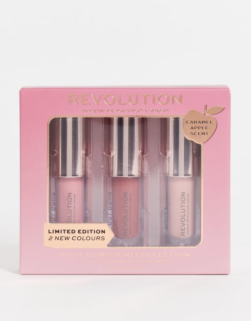 Revolution – Caramel Apple Pout Bomb – Lipgloss-Mini-Set mit Apfel-Karamellduft