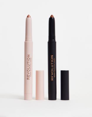 Revolution Contour & Shadow Crayons - Tan To Dark-multi