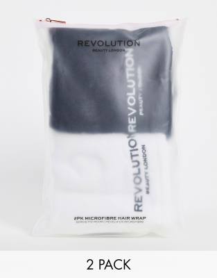 Revolution Haircare Hair 2pk Microfibre Hair Wrap White/Coral