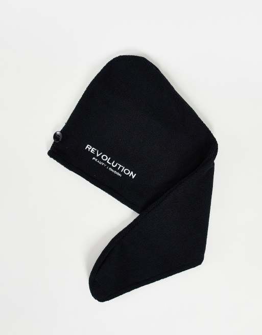 REVOLUTION HAIRCARE 2pk Plain Microfibre Hair Wraps - Black/White - Hair  Turban