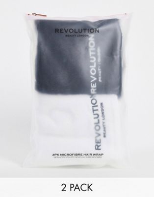 Revolution - Hair - Lot de 2 bandeaux en microfibre pour cheveux - Noir et blanc | ASOS