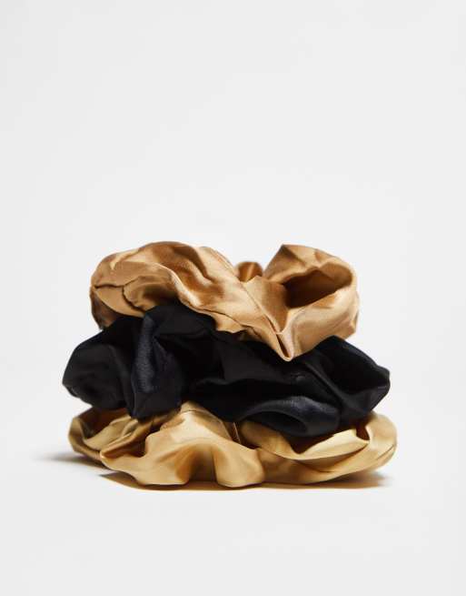Revolution Hair - Lot de 3 gros chouchous en satin, 3 de 4