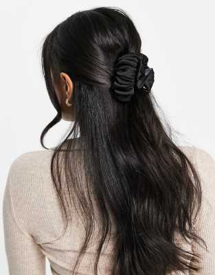 Revolution Hair Ruched Satin Claw Clip Black | ASOS