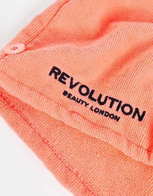 Revolution Hair - Set van 2 microvezel handdoeken voor het haar in wit/koraal, 2 van 4