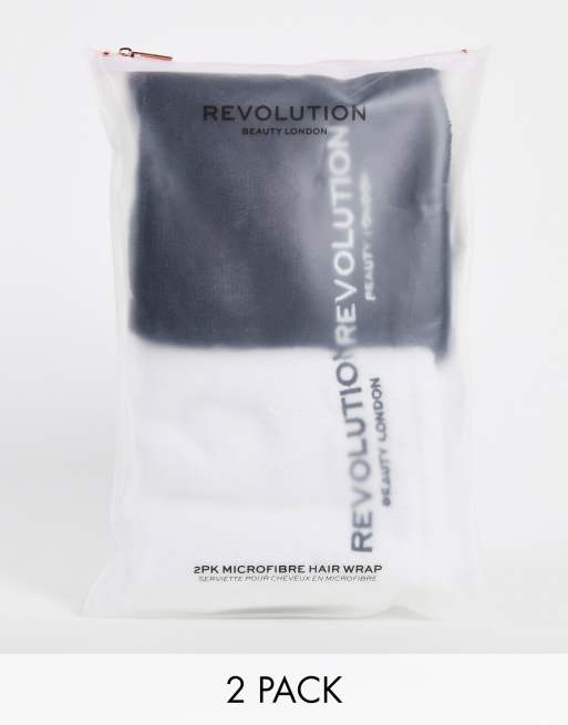 Revolution Hair – Zestaw 2 ręcznikowych turbanów z mikrofibry w kolorach czarnym i białym