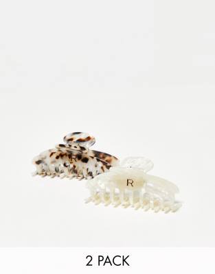 Revolution - Lot de 2 pinces à cheveux en acétate - Écaille de tortue et ivoire-Pas de couleur
