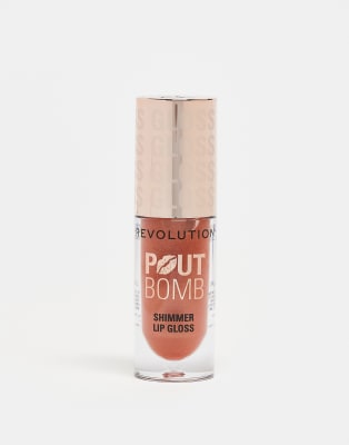 Revolution - Pout Bomb - Schimmernder Gloss in der Farbe Nude Glow-Braun