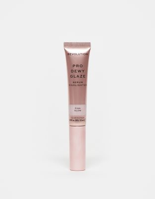 Revolution Pro - Dewy Glaze - Serum-Highlighter Applikator-Tube - Pink Glow-Goldfarben