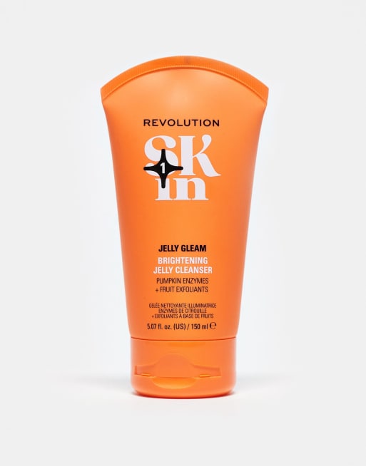 Revolution Skin – Jelly Gleam – Rozjaśniający żel oczyszczający z kawasami AHA, 150 ml