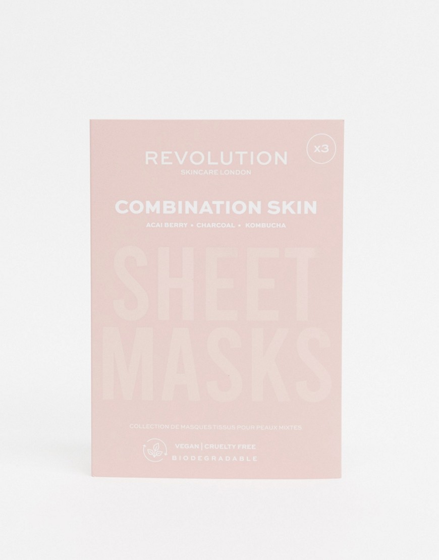 Revolution Skincare – Biodegradable Combination Skin – Biologiskt nedbrytbara ansiktsmasker x3-Ingen Färg
