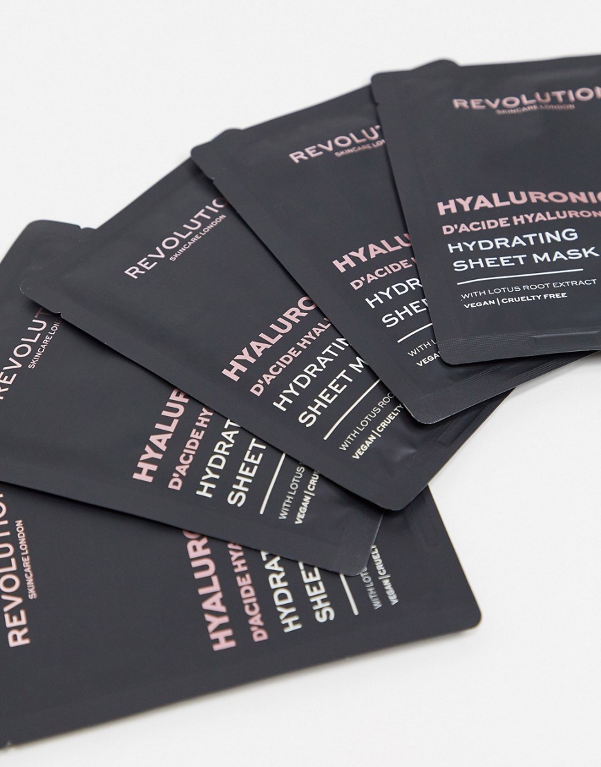 Revolution Skincare Biodegradable Hydrating Hyaluronic Acid Sheet Mask Set x5-No colour