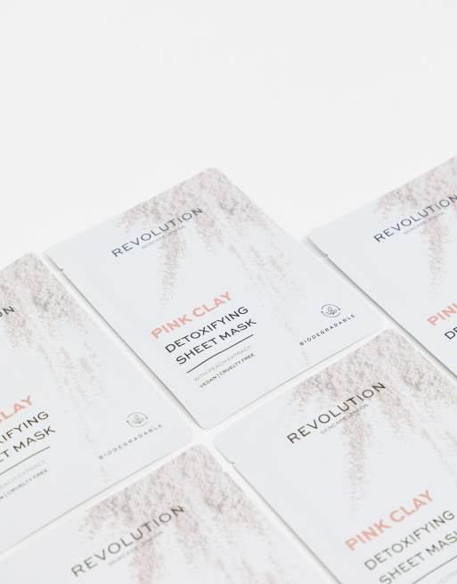 Revolution Skincare Detoxifying Pink Clay Sheet Mask Set x5 - NOC, 4 of 4