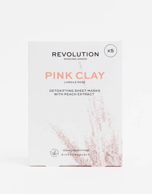 Revolution Skincare Juego de mascarillas de arcilla rosa desintoxicantes x5 - NOC