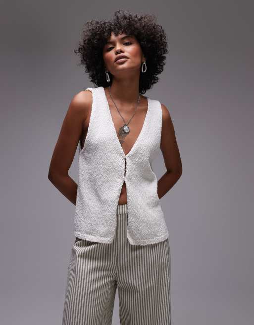 Rhythm - Adele - Canotta in maglia bianca taglio lungo