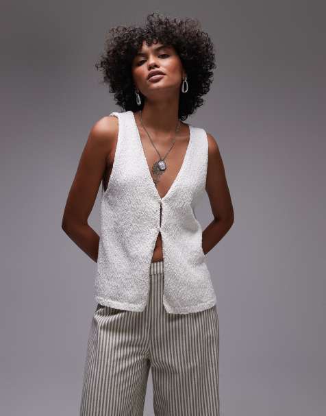 Rhythm - Adele - Hvid longline-vest i strik - view 1