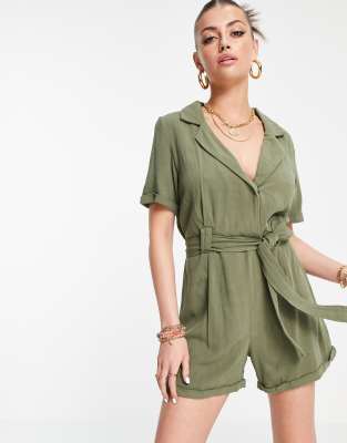 Rhythm – Catalina – Playsuit mit Bindedetail in Khaki