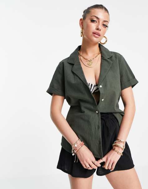 Rhythm classic co-ord beach shirt in khaki - view 1