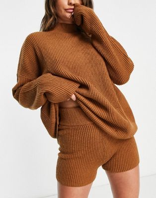 Rhythm classic knit jumper co-ord in brown