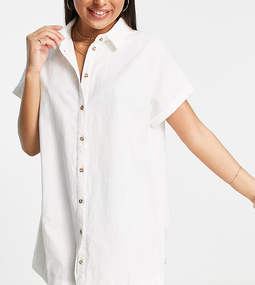 Rhythm classic linen beach shirt dress in white