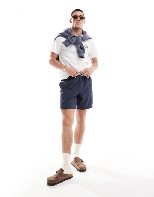 Rhythm classic linen jam beach shorts in worn navy