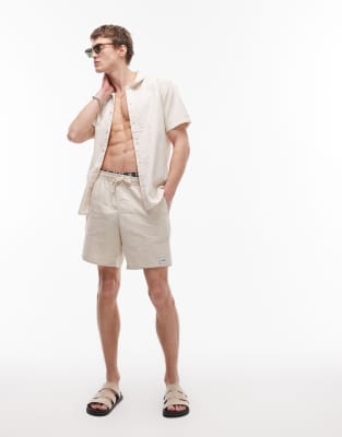 Rhythm Rhythm classic linen jam short in cream-White