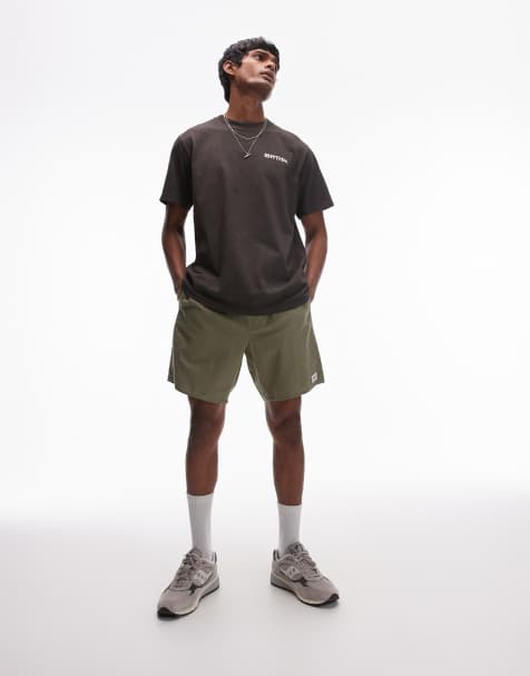 Rhythm classic linen jam shorts in olive green - view 1