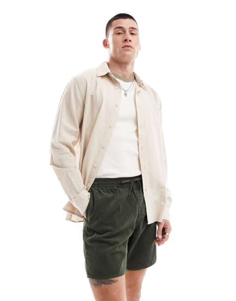 Rhythm classic linen long sleeve beach shirt in sand - view 1