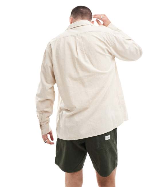 Rhythm classic linen long sleeve beach shirt in sand, 2 of 4