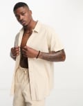 [Rhythm] Rhythm classic linen shirt in sand (part of a set)-White XS Sand