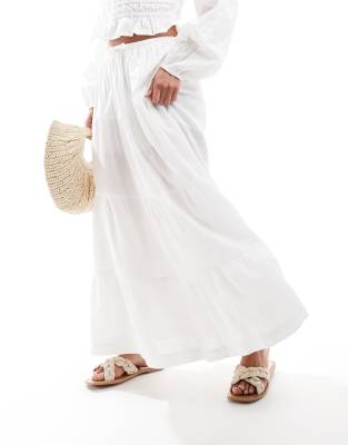 Rhythm Rhythm classic tiered maxi skirt in white