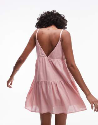 Rhythm Classic Tiered Mini Beach Dress In Pink